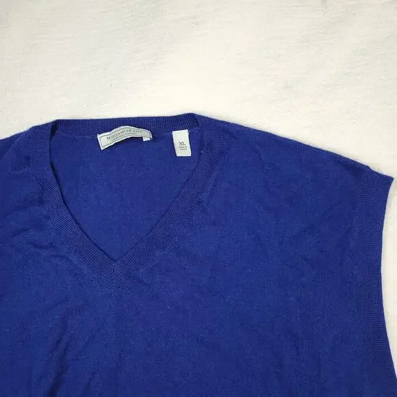 Williams & Kent Sweater Mens XL Blue 100% Cashmere V Neck Sleevless Preppy Work - Picture 8 of 11